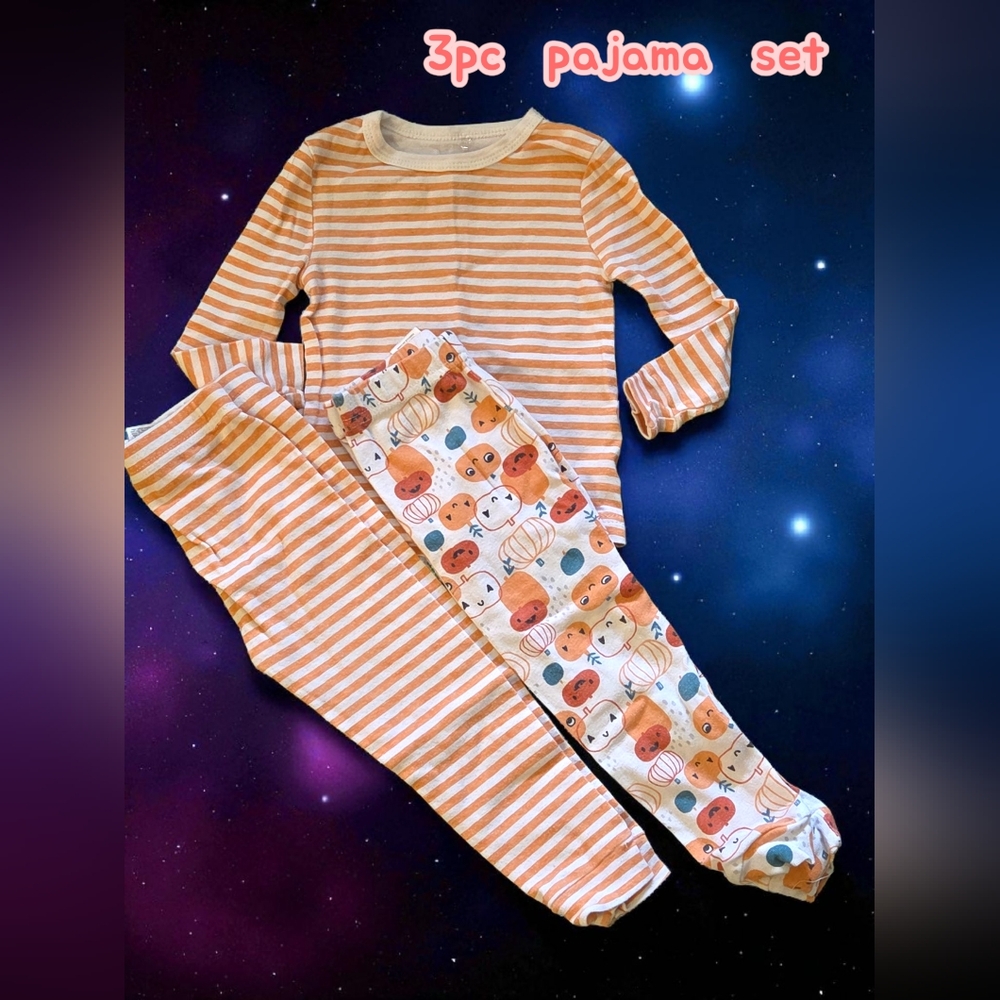 *0685 Matched 3pc Pajama Pumpkin Set Girls 24 Months